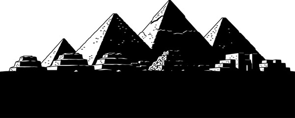 Fototapeta premium Great pyramids of giza silhouette featuring ancient egyptian architecture