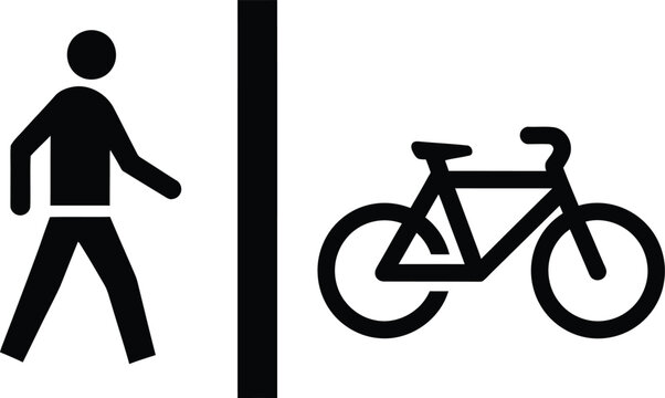 Pedestrian and bicycle silhouette sign wayfinding and traffic regulation