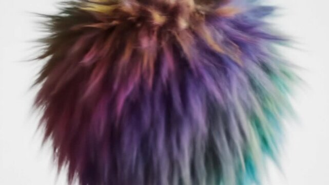 Colorful fluffy fur ball isolated on white background