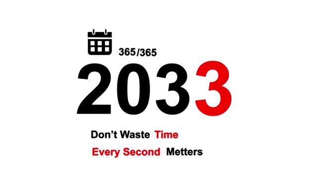 New year text design with motivational background. Modern and minimal 2033 new year background with bold typography and motivational message. 2033 New Year Countdown animation.