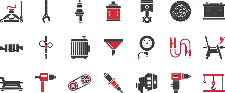 Essential tools and components for automotive repair and maintenance Vector