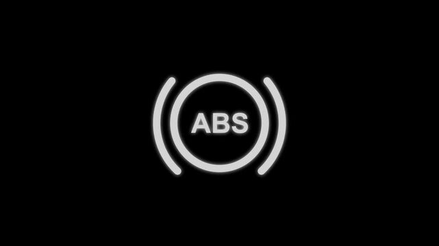 Anti lock Braking System ABS warning light blinking animation. ABS Warning Icon.
