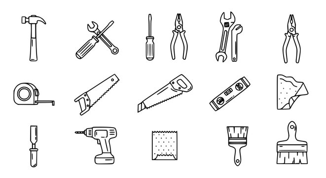Assorted tools commonly used in carpentry and home improvement projects