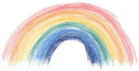 Fototapeta premium A hand-drawn arc of colorful crayon strokes forms a bright rainbow