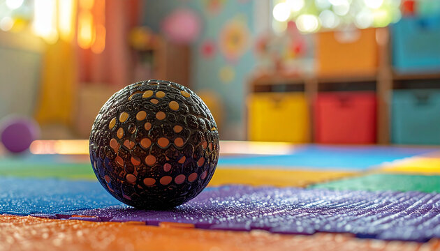 Textured ball on colorful surface