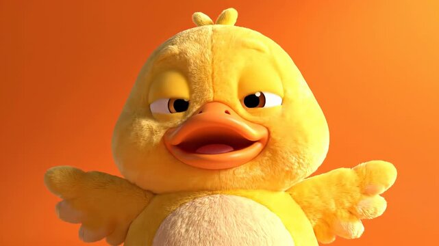 Cute Animated Duckling Expresses Happiness and Surprise