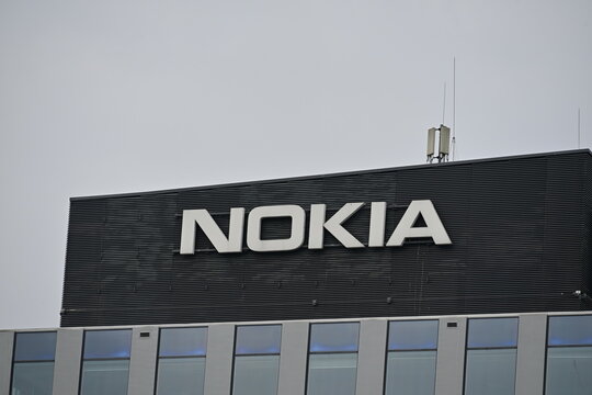 Nokia Company Logo on Office Building Facade in Wroclaw Poland
