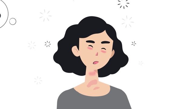 Young Woman Thinking with Thought Bubble in Minimalist Interior with Flowers, Concept of Imagination, Planning, and Ideas, 2D Flat Animation