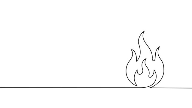 minimalist fire line art. fire icon continuous line art for heat flame and warning concept