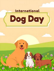 Fototapeta premium International Dog Day Celebration with Cute Cartoon Dogs