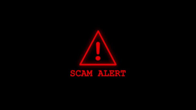 Scam alert symbol, showing digital scam fraud alert and spam alert risk template animation. Cybersecurity risks and system vulnerabilities digital data protection cyber threat prevention