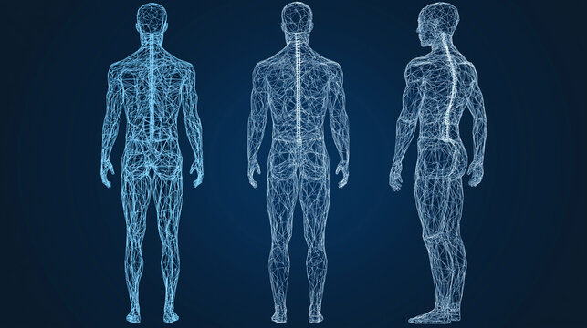 human spine structure back health digital technology low poly wireframe concept
