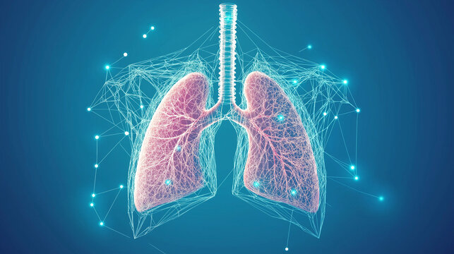 human lung organ health technology digital low poly wireframe concept