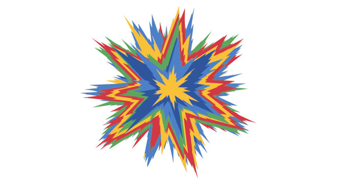 Explosion of colorful abstract starburst on white background, symbolizing energy, ideas, and creativity