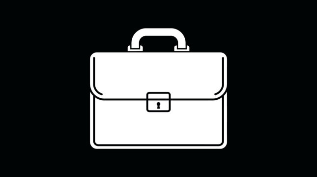 A simple line drawing of a briefcase on a black background, Pedro Tavi