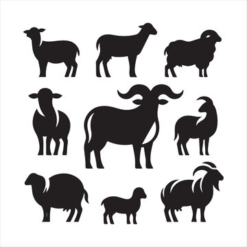 qurbani animals vector silhouette  outline logo design concept illustration idea