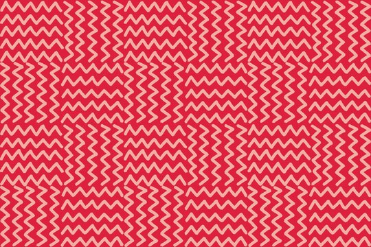 Abstract geometric pattern background with red fabric texture zig zag wavy lines square simple shapes. Seamless pattern for decoration, textile, wallpaper, scrapbook, wrapping, paper, packaging, cove