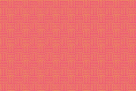 Seamless pattern with chevron zig zag lines curve grid texture. Creative abstract hand-drawing pink yellow background for children or trendy design with basic shapes. Modern, minimalist, retro 