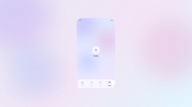 Mobile App Bottom Navigation Tab Bar Light Glassmorphism UI Animation Loop