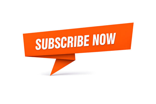 orange subscribe now button on white background
