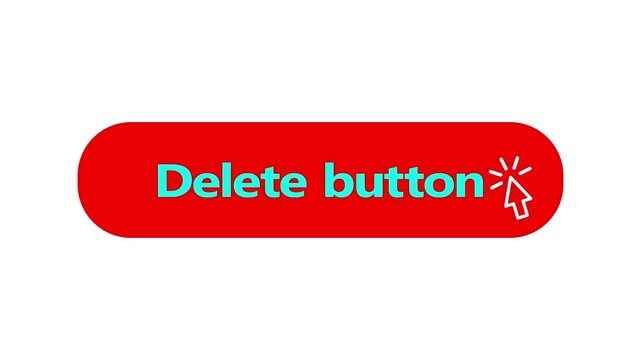 A red delete button with a cursor on white background. The button is bright and stands out 4k mouse, operation