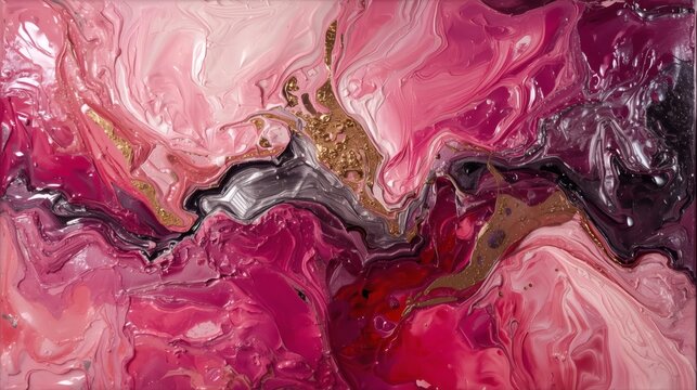 Abstract expressionism in pink and purple a swirling textured canvas