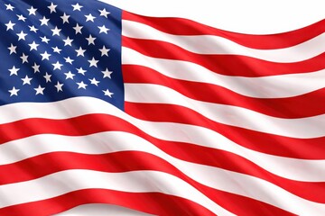 Fototapeta premium American flag waving in wind with patriotic background.