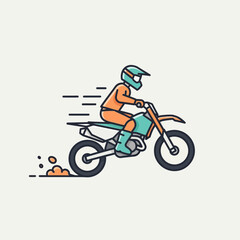 Fototapeta premium Motorcycle rider in motion illustration with motion lines