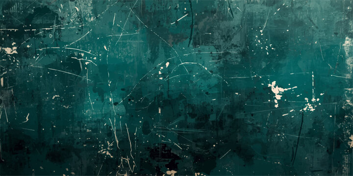 Vintage old grunge wall design featuring a textured green paint pattern and blue light across a distressed metal backdrop.
