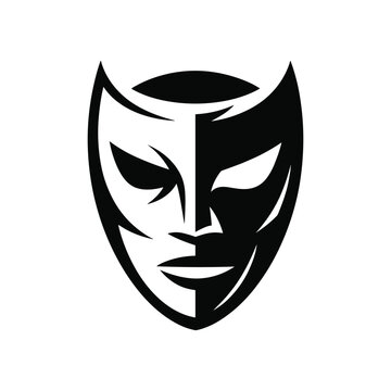 Black and white mask with two faces