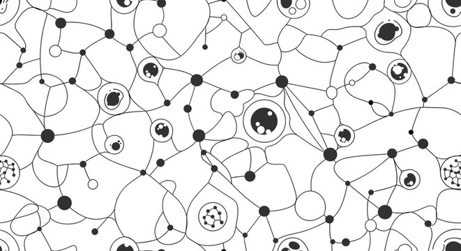 This minimalist illustration evokes a sense of interconnectedness and complex systems. Ideal for concepts relating to data, communication, or technolo
