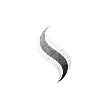 a black and white abstract curved shape.