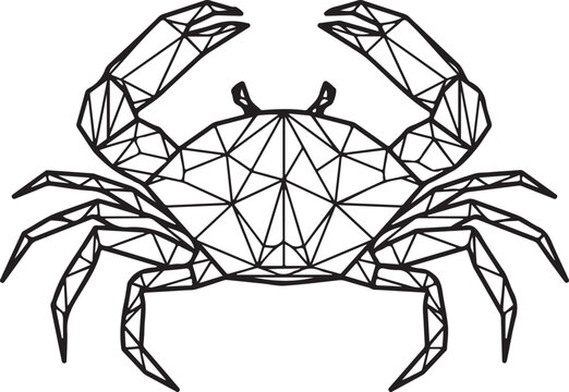 Black geometric low poly wireframe crab silhouette
