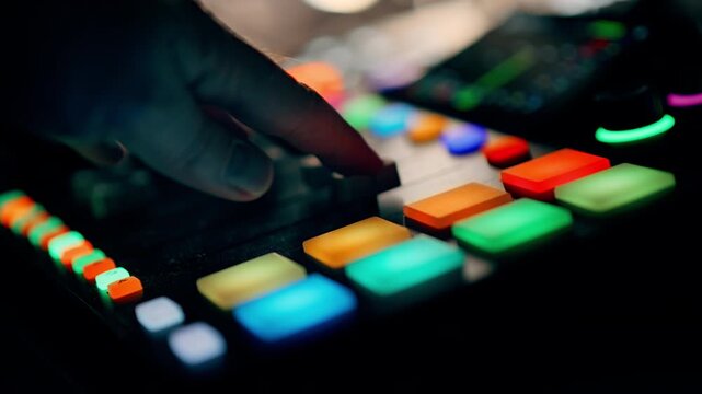 Audio mixer faders control music production studio equipment Sound engineering console volume slider electronic broadcasting workstation technology hardware dj record channel interface desk