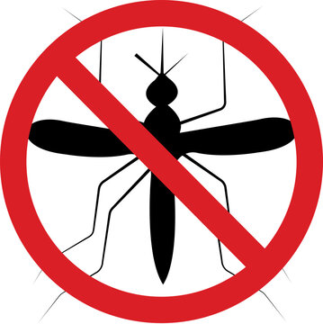 Mosquito icon in flat and line style vector black insect bug fly pest silhouette outline symbol design, mosquito gnat midge insect repellent warning sign