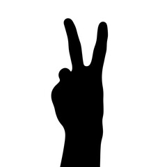 Obraz premium Silhouette of hand making peace sign on white background for Pride Month 