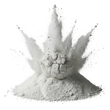 A pile of white powder exploding in the air