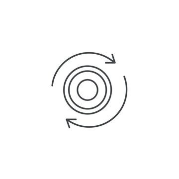 Circular arrows rotating around a target.