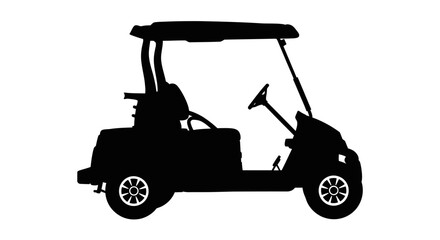 Black golf cart profile view a striking visual silhouette © Nasrin