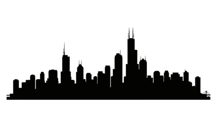 Fototapeta premium Chicago skyline against a white background a striking silhouette