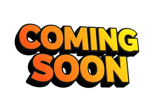 Colorful coming soon text with gradient effect and drop shadow