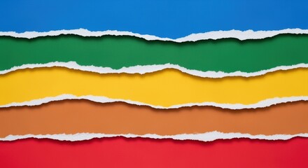 Fototapeta premium colorful torn paper layers creating abstract textured background with vibrant hues