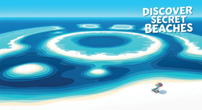 Aerial view of turquoise coral atolls and secret beaches in crystal clear tropical ocean