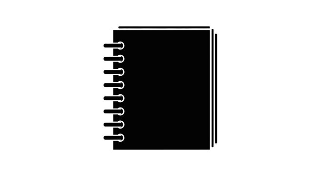A black spiral notebook icon simple and modern silhouette