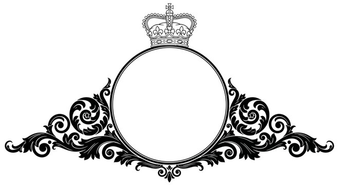 Ornate frame with crown and floral design.