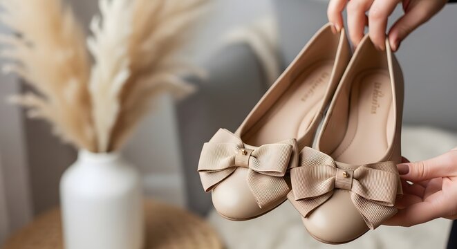 Elegant Beig Bow Ballet Flats Mode Shoes for Women