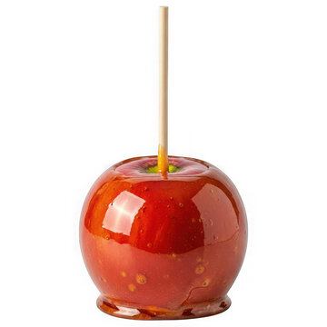A red candy apple on a stick