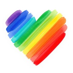 Fototapeta premium Watercolor rainbow heart shape isolated on white background
