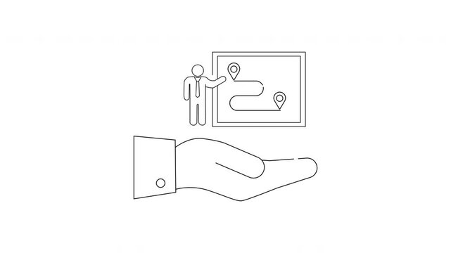 Hand Holding Business Strategy Presentation Icon Animation.