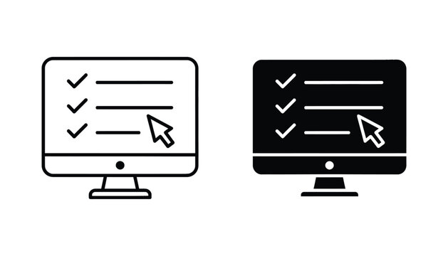 Computer monitor showing checklist with cursor arrow as a professional interface design element for business workflow and task management software